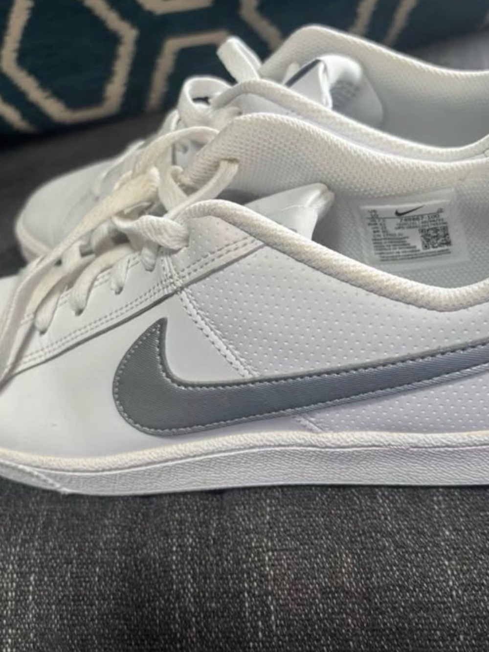 Nike White Low-Top Sneakers with Gray Swoosh